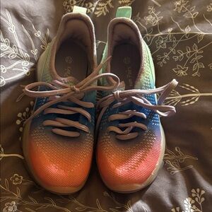 Dream Pairs Kids Rainbow Knit Lace-Up Sneakers - Pink, Blue, Green, Orange